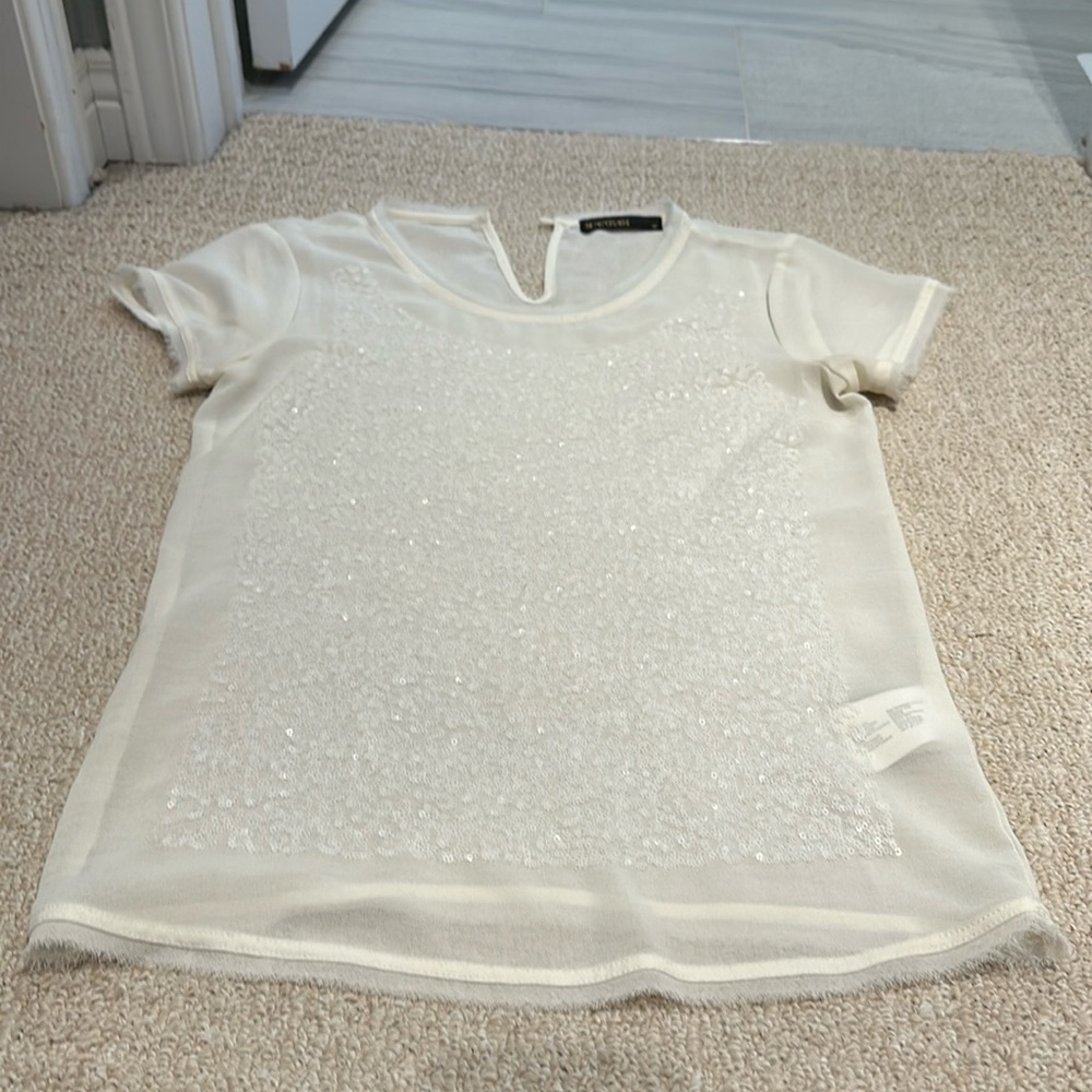 Supertrash cream see through sequins top.